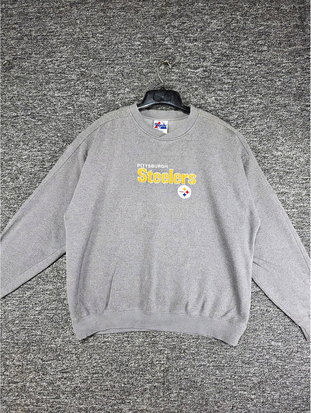 Vintage Majestic Pittsburgh Steelers NFL Crewneck Sweatshirt Gray Mens XL